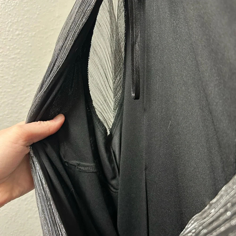 Gently Used Eliza J Elegant Silver Wrap jumpsuit - Picture 4 of 8